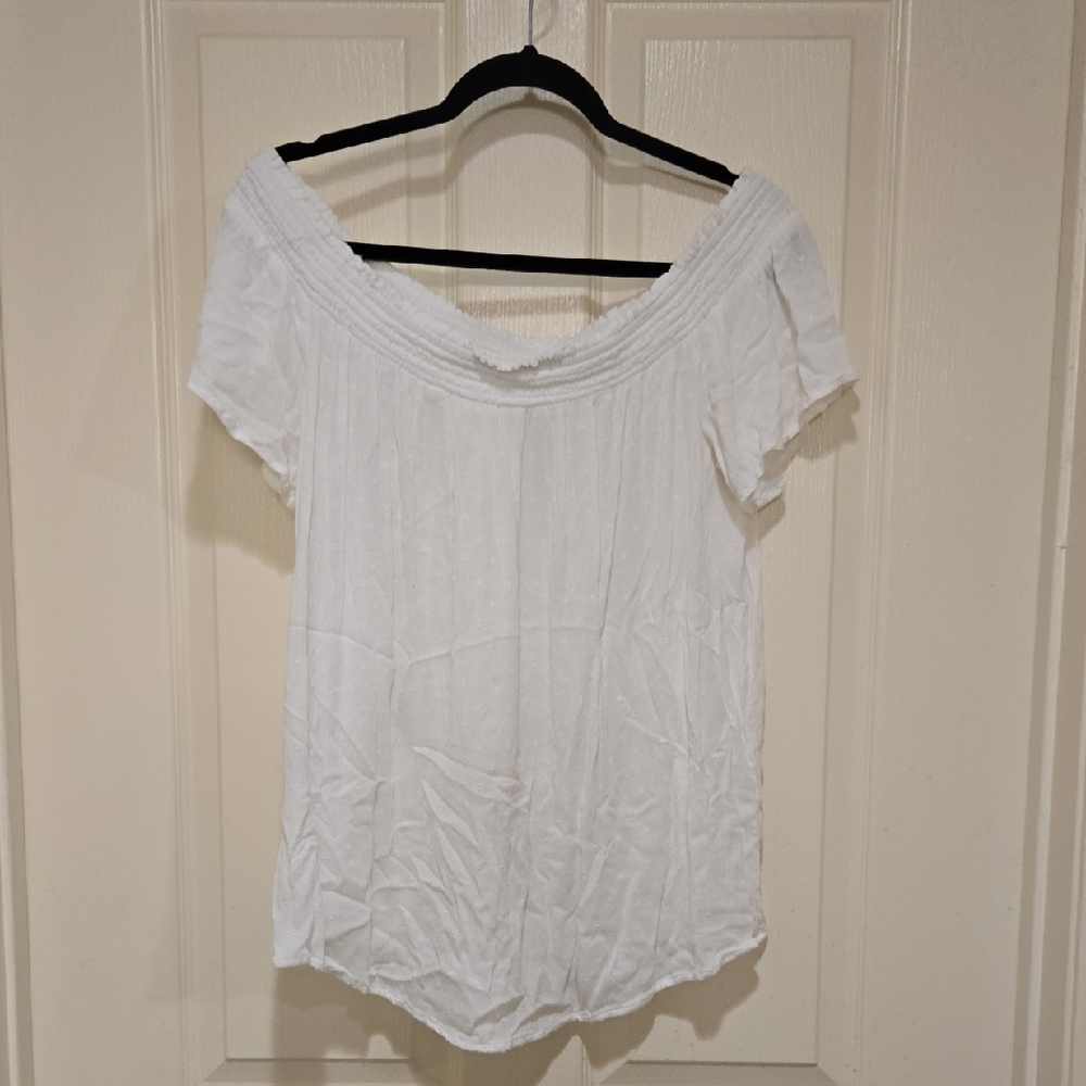 Old Navy Classic White Off-Shoulder Flowy Blouse